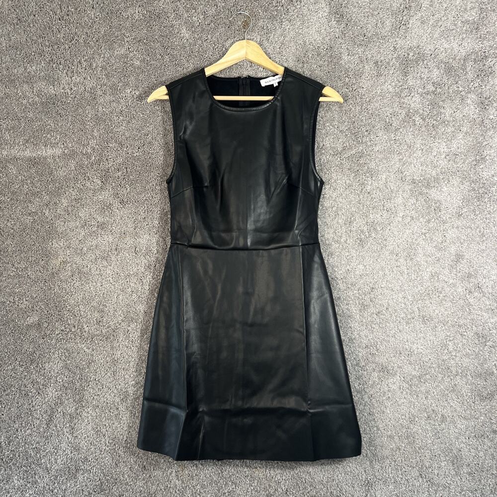 WeWoreWhat Womens Black Vegan Leather Muscle Tank Mini Dress Size Medium New